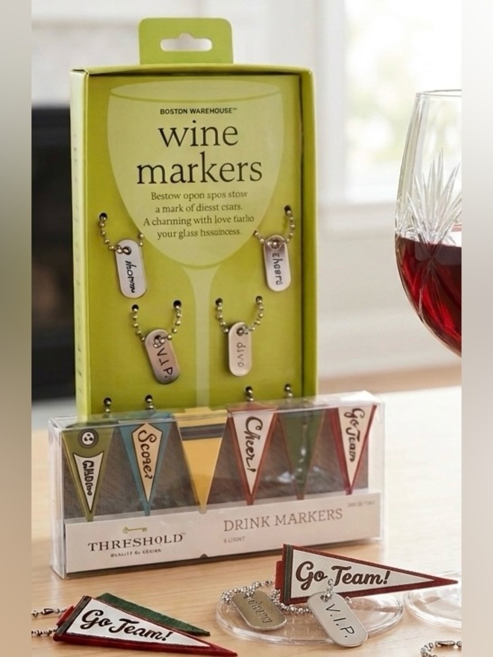 Threshold Boston Warehouse Drink Marker Wine Charm Bundle - NWT